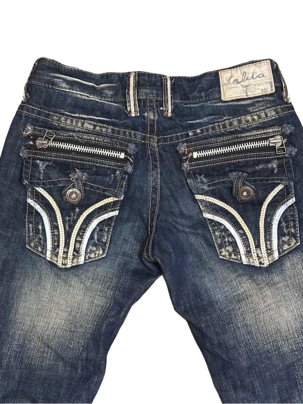 VTG Lolita by Concert Club Y2K Low Rise Bootcut Jeans Distressed Wash Size 27 - Picture 3 of 7